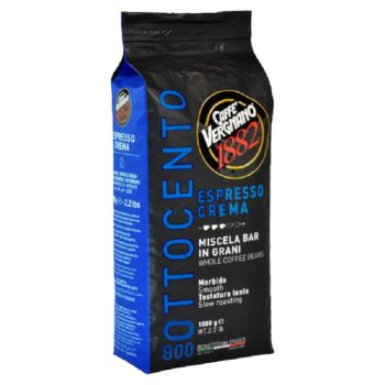 Bag of Caffè Vergnano 1882 Espresso Crema whole coffee beans, roast blend (roasted, whole beans, 1 kg).