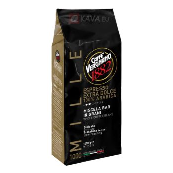Pack of Caffè Vergnano 1882 coffee beans, Espresso Extra Dolce, 100% Arabica, 1000 g, whole beans in a black/gold bag