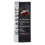 Bag of Caffè Vergnano 1882 ground coffee for filter/drip on black and white packaging, full 1 kg.