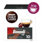 Dolce Gusto coffee capsule box with 16 pods and a cup of espresso, labeled Intenso Buondi Café | Nescafé Dolce Gusto package