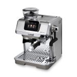DeLonghi La Specialista espresso machine in stainless steel with built-in grinder and touchscreen display on the front panel