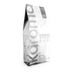 Bag of coffee beans with 'intenso' branding on tall white/grey packaging, Italian-made, 1000 g